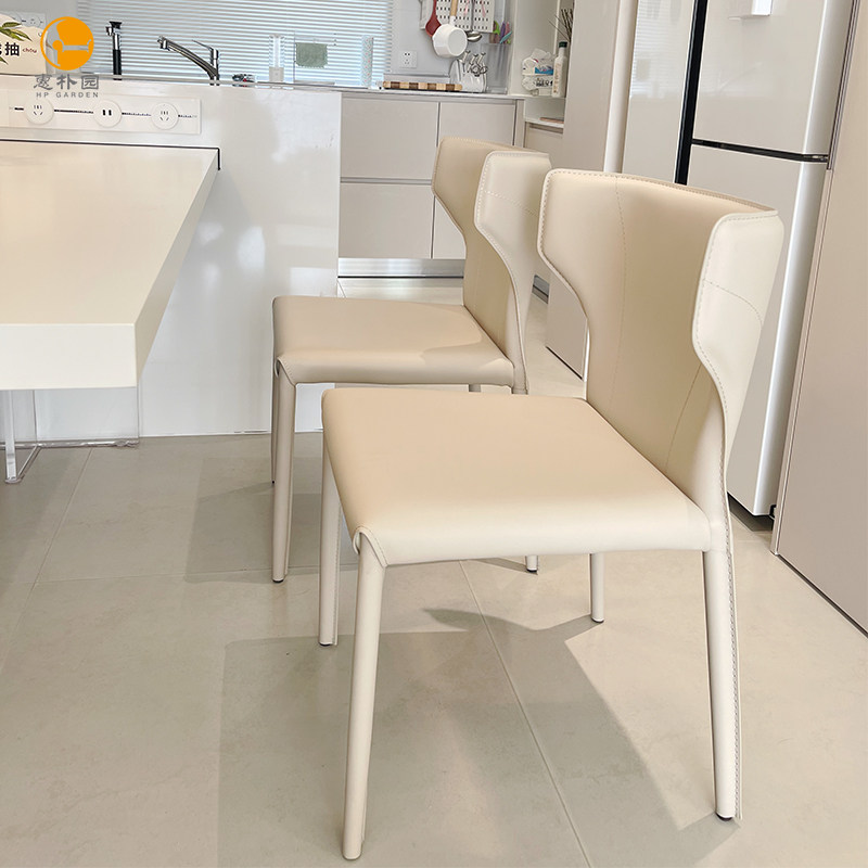 Style Cream Wind Saddle Leather Chair Nordic Modern Minimalist Home Restaurant Office Ins Nets Red Horn Chairs-Taobao