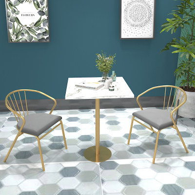 Customized Nordic marble dining table and chair combination balcony dining room leisure bar coffee table and chair net red milk tea shop