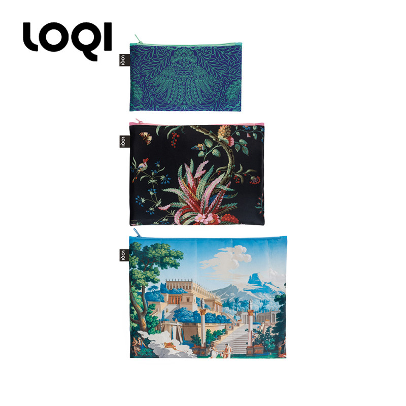 Germany LOQI Museum series three-piece storage bag large medium small wash bag Fashion printing carry-on cosmetic bag