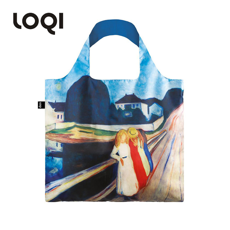 German Loqi Portable Shopping Bag Fashion Environment-friendly Bag Folding Large Capacity Bag Carry-on Bag Girl on the Bridge