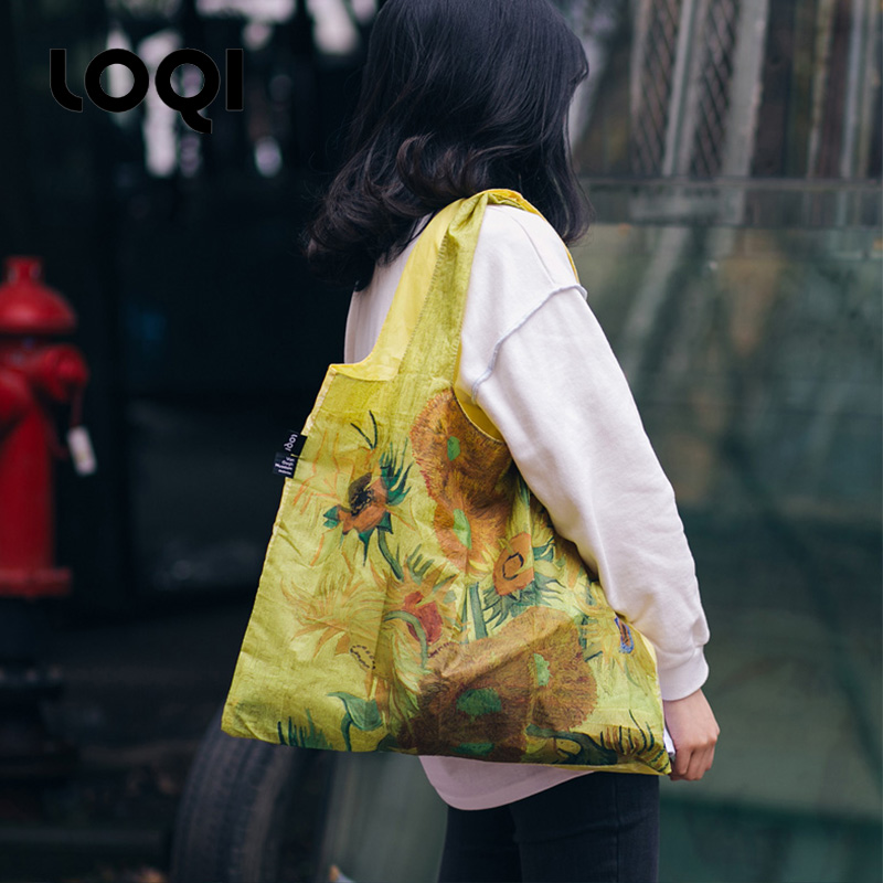 German LOQI Museum Art shopping bags Light can fold eco-friendly bag Bags Bag bag Bag Sunflower