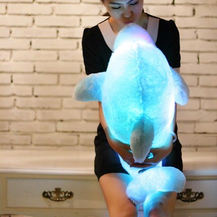 海豚毛绒玩具发光公仔创意抱枕音乐搞怪夜光个性海狮娃娃可爱懒人