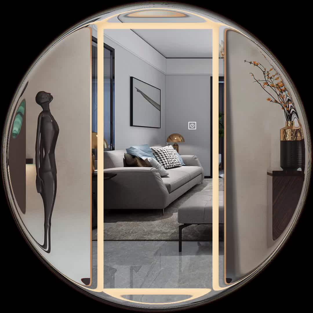 Modern Simple Aluminium Alloy Frame Rectangular Full Body Mirror Illuminated Smart Touch Led