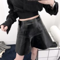 (Spike clearance) Black PU patent leather wild fashion thin legs long high waist short skirt Leather skirt skirt
