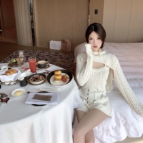 CHICYOU black and white color super chest big deconstruction twist fake two pieces pullover sexy 2021 thin sweater women