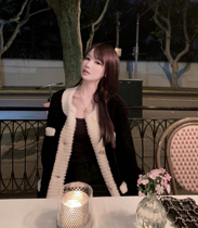 CHICYOU 100% Australian melinu wool fur integrated long sleeve young leather straw expats slim coat big coat