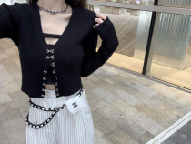 CHICYOU black and white color heart machine small hook knitted cardigan Joker Joker slim sweater 2021 Spring and Autumn New Coat