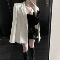 CHICYOU (Wang fried) 50% wool black and white shiny sequin woolen suit Net red with autumn winter coat