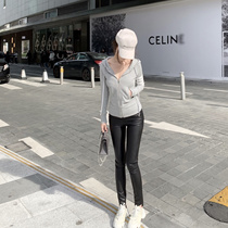 (5 fold clear cabin) ultra soft and comfortable display slim 100 lap trendy slim fit pencil leather pants long pants 2021 new