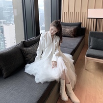  CHICYOU dark style pioneer pure white glamorous irregular high waist wild ten-layer gauze puffy half-length gauze skirt