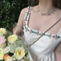 CHICYOU (Gorgeous Fairy) Luxury Gem Square Collar Skirt Sleeveless Waist Dress