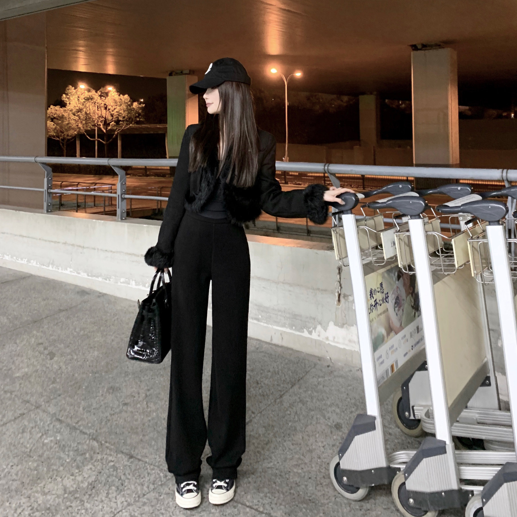 CHICYOU (old chill leg rescue star) ultra-thick real warm display slim straight tube pants casual 100 lap high waist pants child