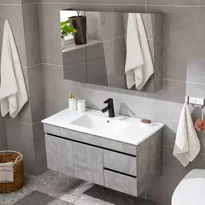 Nordic light luxury solid wood Bath Cabinet dressing room smart hand wash basin home bathroom wash table integrated combination