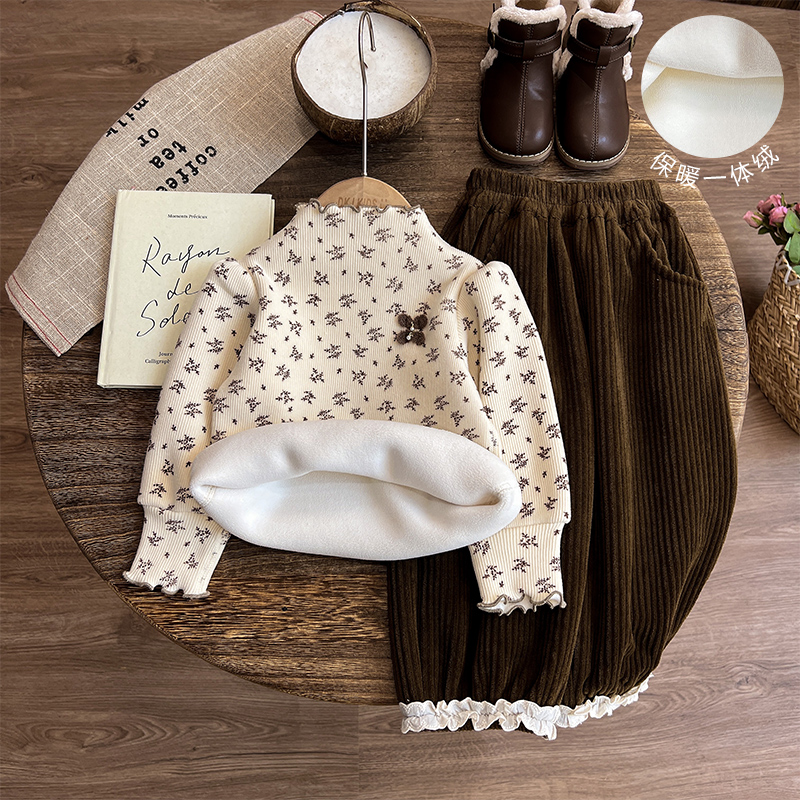 Girl gush bottom-shirt winter children's blouses autumn winter sweatshirt high collar female baby winter dress with warm thickening-Taobao