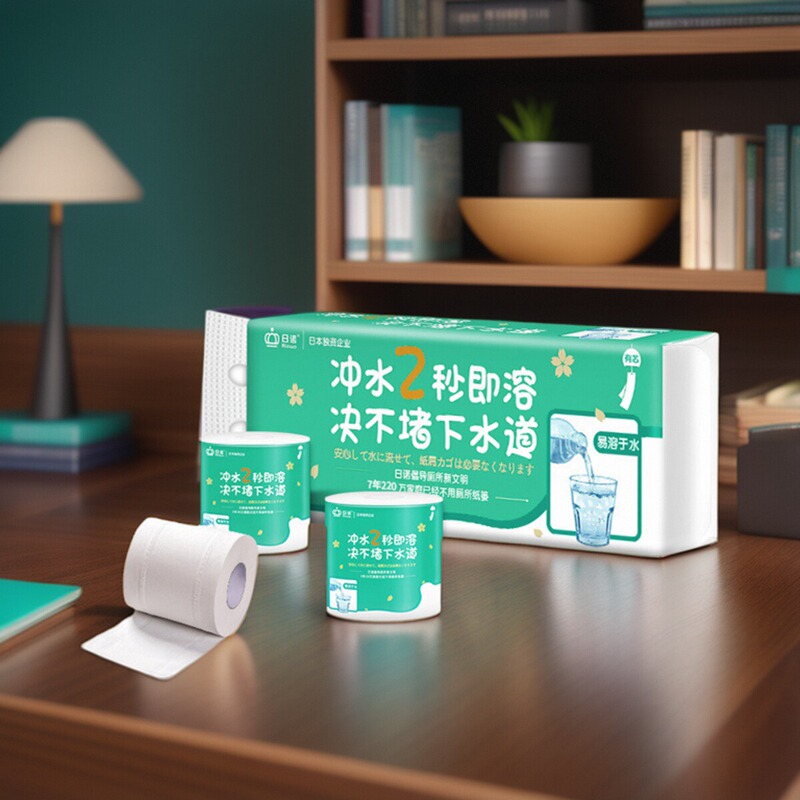 Rinuo Water-Soluble Toilet Paper, Dissolvable Toilet Paper, Quick-Dissolving Toilet Paper, Easy to Dissolve, Biodegradable, Water-Soluble Core Roll Paper for Home Use