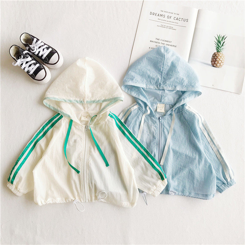 2021 Xia-style thin jacket boy girl girl Han version loose even hat sunscreen children's blouse air conditioning shirt 3 year 4 wave