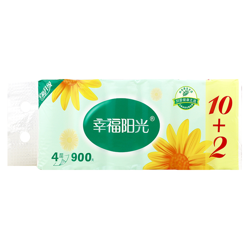Happiness Sunshine Sunflower No Core Drum Toilet Paper 4 Floors 75 gr 12 Rolls Home Toilet Paper Sanitary Paper Towel Full 2 Tites