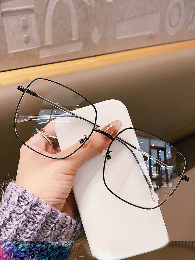 Cospp Kosp large frame with small metal box vegan frame female large face slim flat mirror eye man