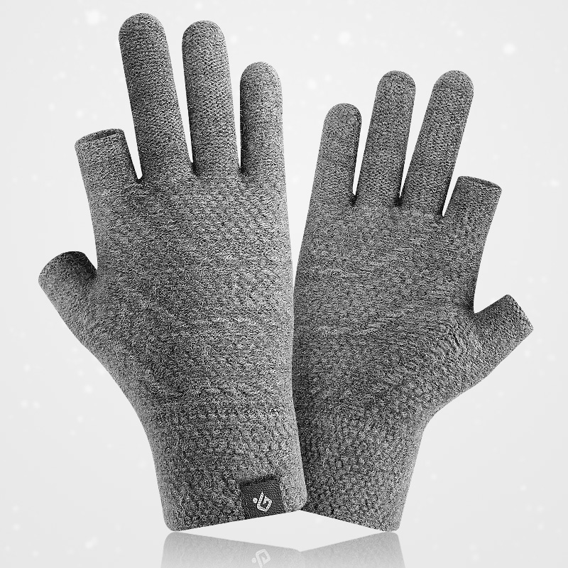 Leakage of two fingers gloves men knit warm students Dew Finger typing female autumn Winter delivery Rider Delivery Express Courier
