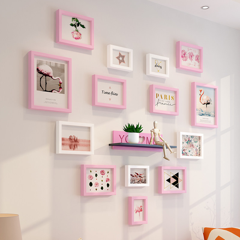 Girls room decoration photo wall creative wall photo frame wall combination one-piece hanging wall one wall personality photo wall
