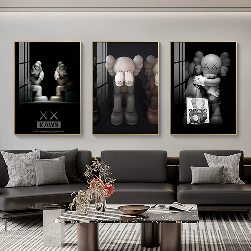 Прилив бренд Kaws насильственные медведь гостиная декоративная картина диван фоновый стена роскошная роскошная высокая высокая картина Тройная живопись