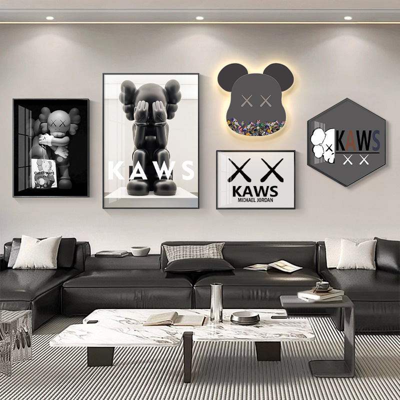 Violent Bear Living Room Decorative Painting Doll Light Luxury High-End Sofa Background Wall Hanging Painting 2026 New Model Light Painting Mural