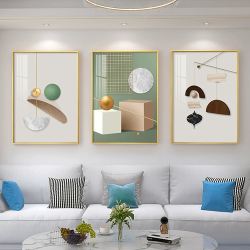 Современный простая абстрактная гостиная декоративная картина диван фоновый стена висящий рисование легкая роскошная атмосферная ресторан Nordic тройные фрески