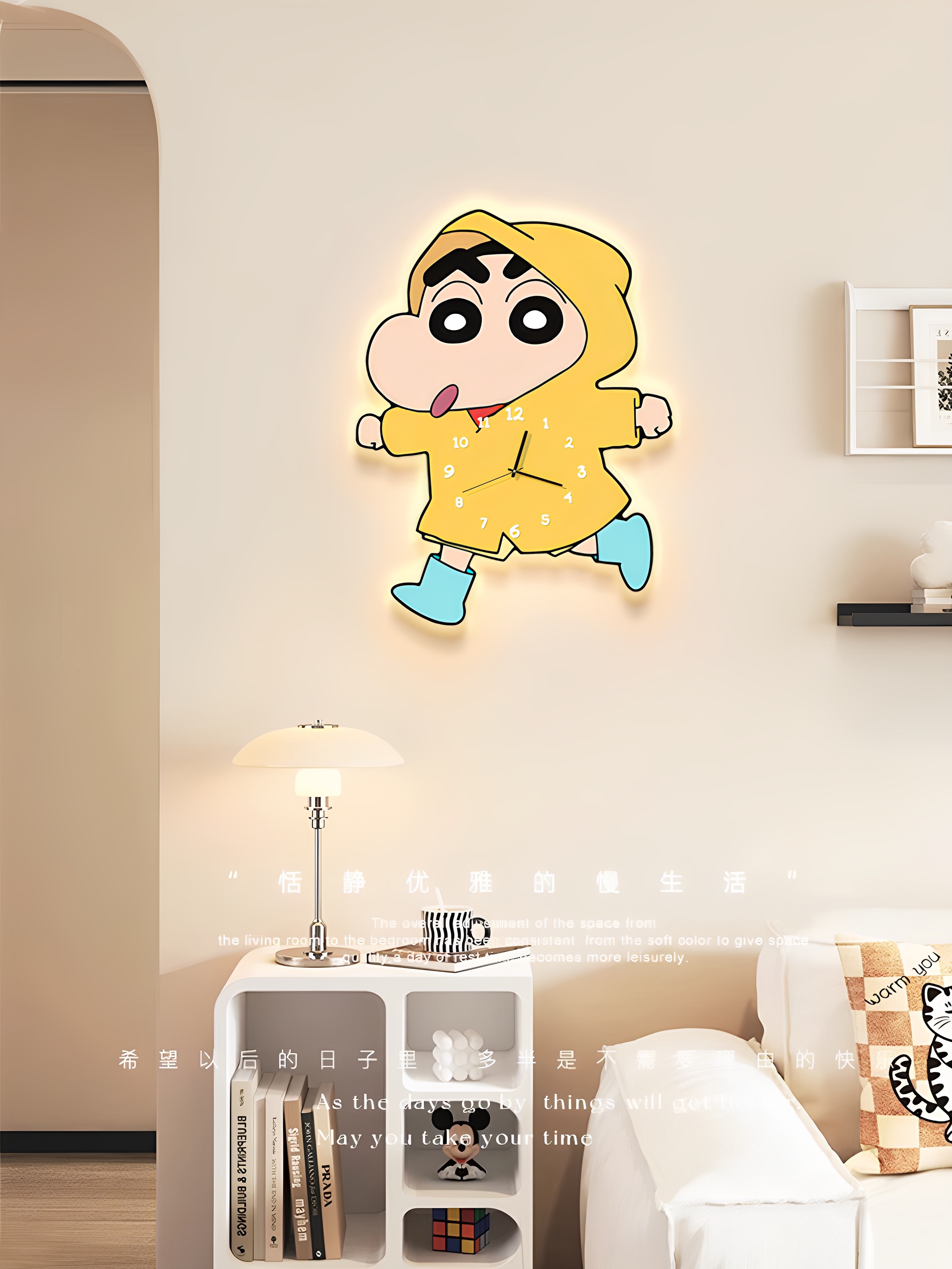 Cream-Style Crayon Shin-Chan Wall Clock 2026 New Model High-End Cartoon Living Room Bedroom Home Wall Clock