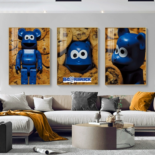 Прилив бренд Kaws насильственные медведь гостиная декоративная картина диван фоновый стена роскошная роскошная высокая высокая картина Тройная живопись