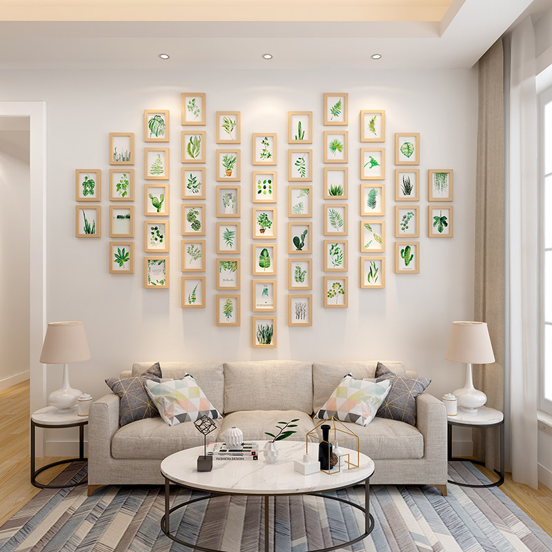ins wind oversized living room photo frame hanging wall combination simple modern background wall decoration creative photo wall without punching