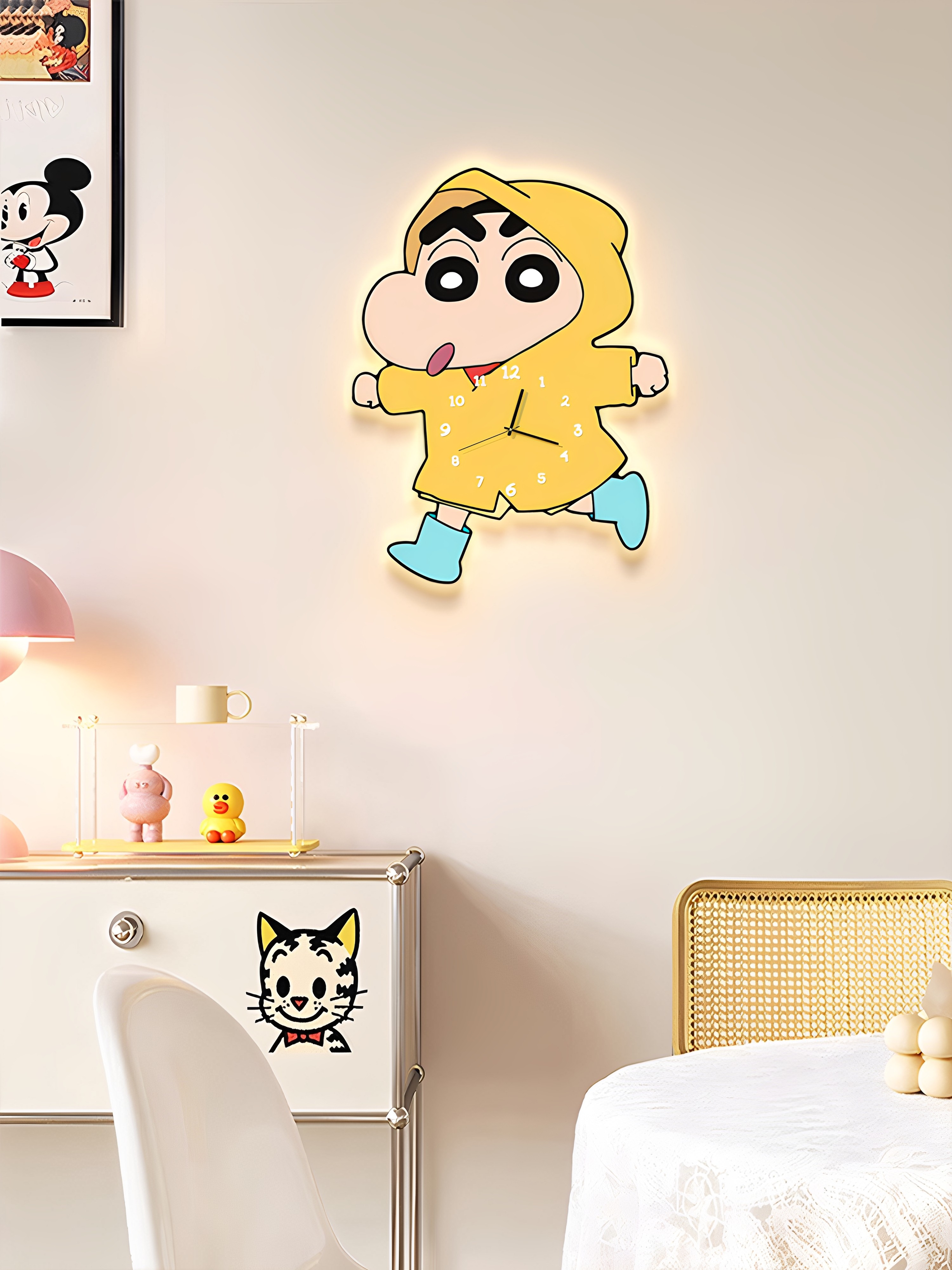 Cream-Style Crayon Shin-Chan Wall Clock 2026 New Model High-End Cartoon Living Room Bedroom Home Wall Clock