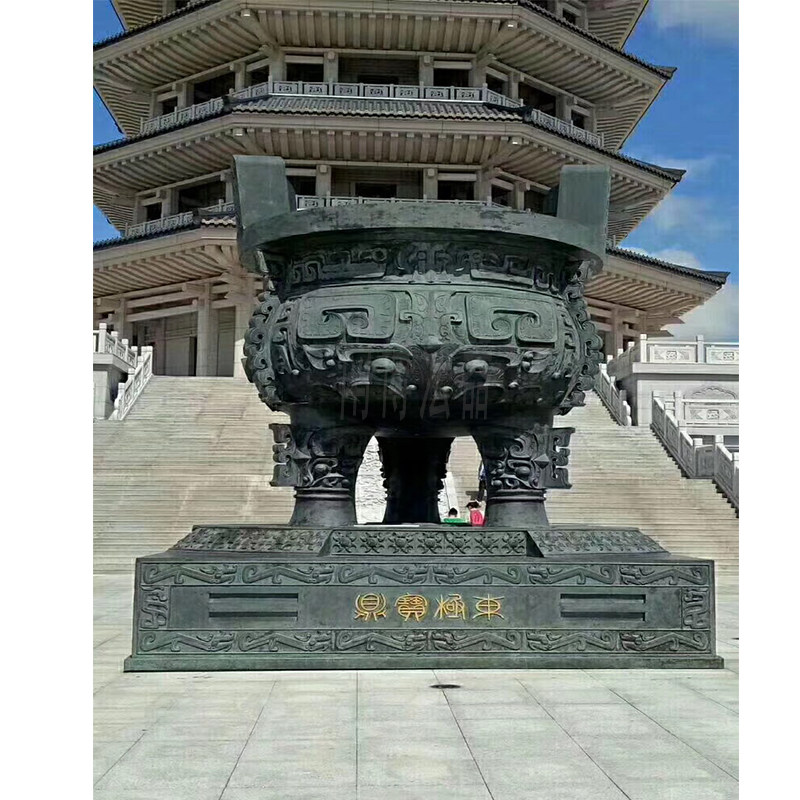 Manufacturer Direct Marketing Custom Scenic Spot Square Large Pendulum Piece Feng Shui Zong pure copper Yuanding open-air Buddhist Vessel Supply