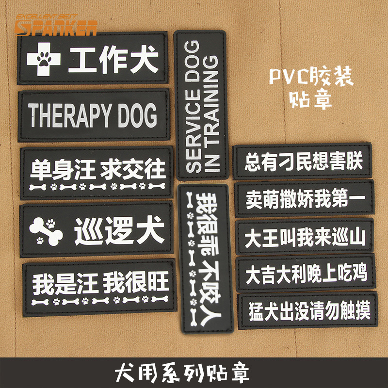 Out of the public pet supplies PVC stickers Dog chapter Chest holding baby bag Collar special stickers Night reflective velcro chapter