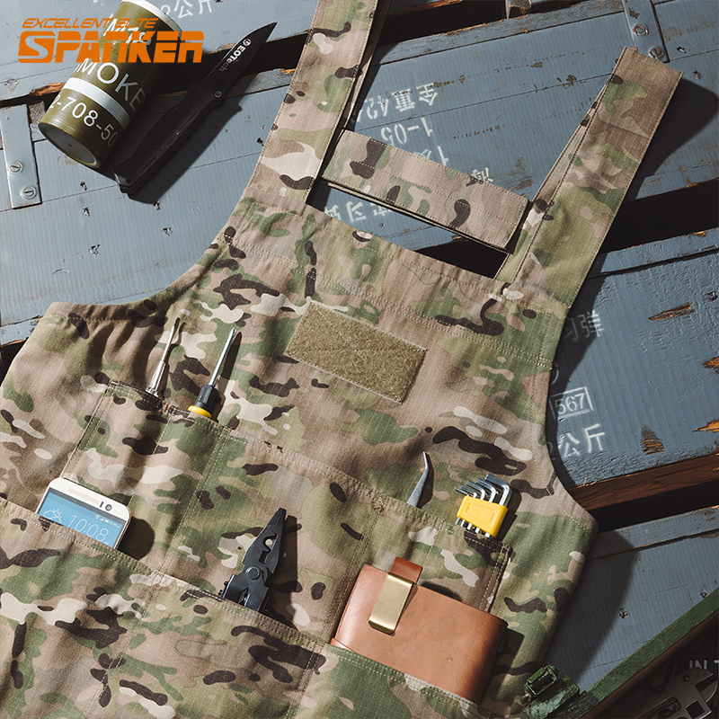 Outstanding Tactical Repairman Apron, Wear-Resistant Camouflage Work Clothes, Outdoor Smock, Kitchen Multi-Pocket Waterproof Apron