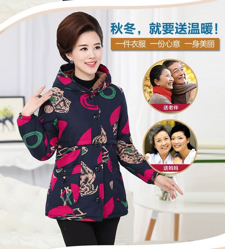 Áo khoác lông cho nữ trung niên kích thước lớn cho mẹ tải dày cộng với nhung nhung phù hợp với bà ngoại