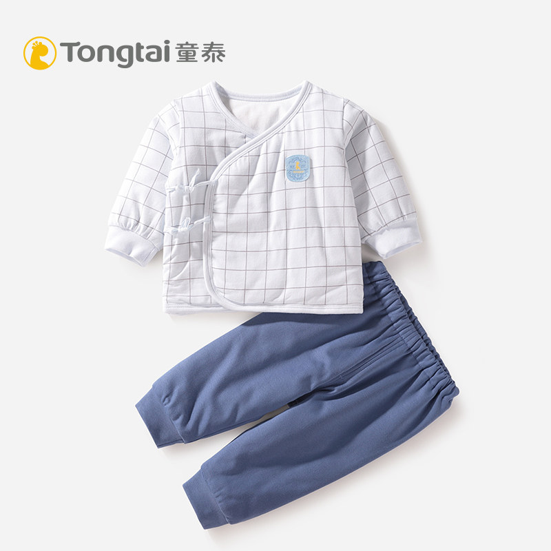 Child Thai newborn clothes baby thin cotton and closed crotch suit 0-3 month male and female baby lacing cotton suit suit
