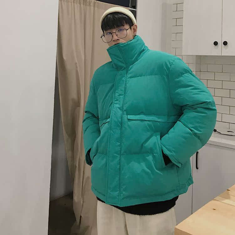 Quần áo mùa đông Han Fan Wenyi cổ áo bánh mì áo khoác thủy triều nam port gió chic dày áo ấm cotton áo da lộn nam