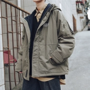 Mùa đông mới đẹp bẩn cửa hàng Nhật Bản retro túi dụng cụ áo khoác Yu Wenle xu hướng áo trùm đầu