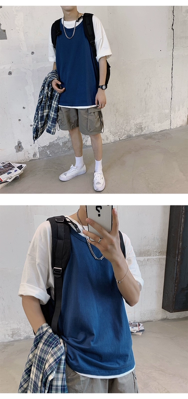 Áo vest cotton 5 màu màu rắn lỏng nam mùa hè phiên bản Hàn Quốc của vest thể thao hoang dã giản dị - Áo vest cotton áo ba lỗ tập gym