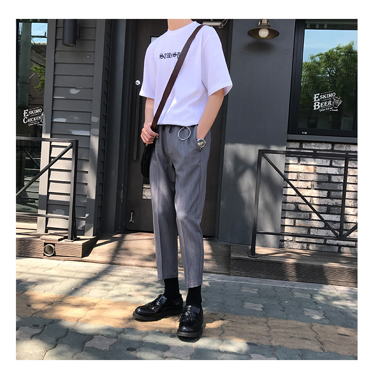 Cửa hàng bẩn đẹp 2018 S / S gà rán phiên bản tốt Net đỏ chín điểm quần tây quần âu quan ao nam