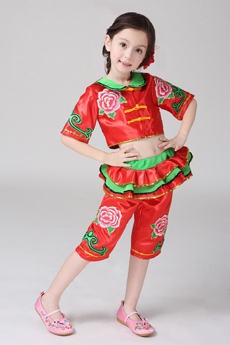 Xiaohe phong cách trang phục khiêu vũ cho trẻ em Xiaoyan ba bài hát quần áo khiêu vũ quốc gia quần áo múa tay trẻ em trang phục dân tộc đẹp cho bé yêu