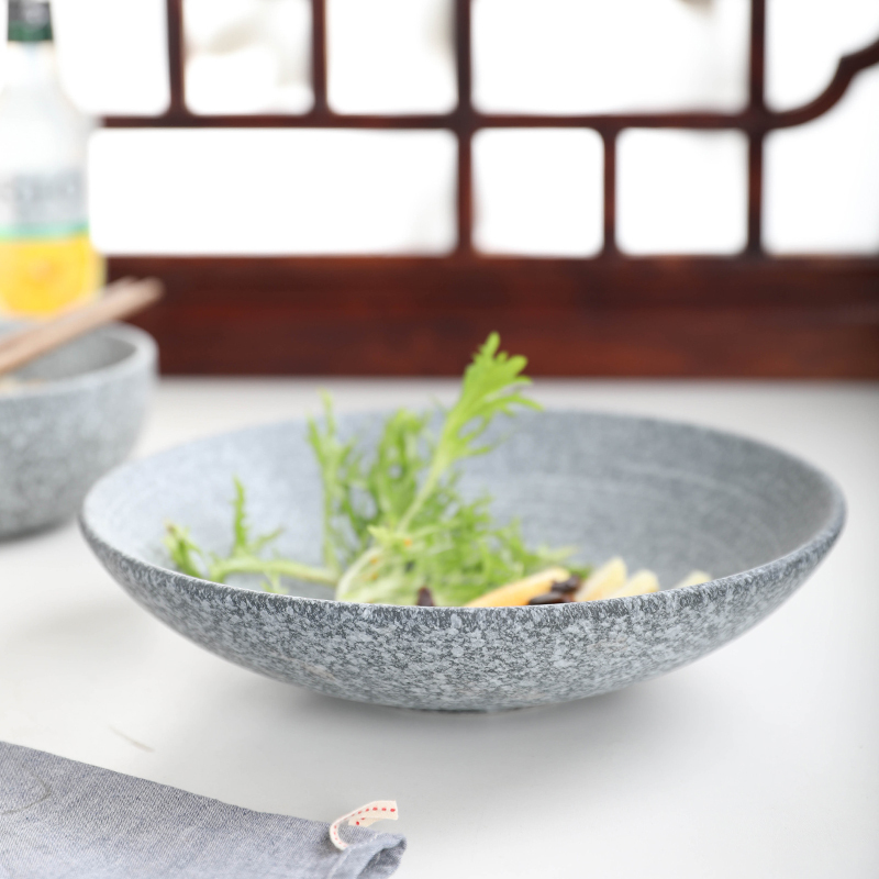 Ceramic Bowls and Plates, Japanese, Chinese, and Korean Style Salad Bowls, Used for Mixing Dishes in Restaurants, for Steaming Dishes, Serving Soup, Noodles, and Stew, Creative Frosted Vintage Style