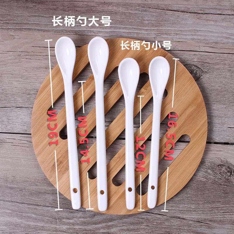 Creative special price pure white ceramic coffee spoon stirring long handle spoon cute and delicate milk thickened stirring spoon