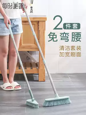 Floor brush powder room powerful household bathroom long handle brush wash toilet tile gap clean not bent floor brush
