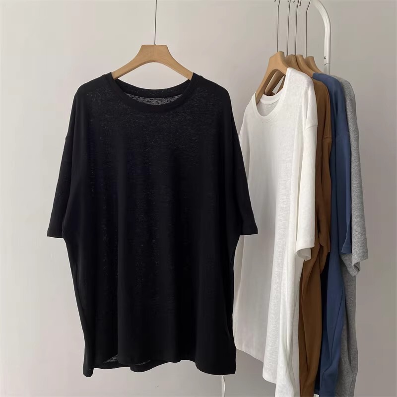 Plus Size Fat mm 150kg Black Snowflake Cotton Short-Sleeved T-Shirt for Women, Summer Thin Loose Solid Color Belly-Covering Ice Silk Top Plus Size Fat mm 150kg Black Snowflake Cotton Short-Sleeved T-Shirt for Women, Summer Thin Loose Solid Color Belly-Covering Ice Silk Top