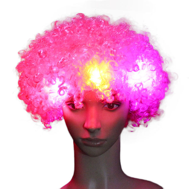 ແຟລດ LED ທີ່ມີສີສັນ afro wig headgear ທີ່ມີສີສັນໃນງານລ້ຽງງານລ້ຽງ props luminous wig headdress