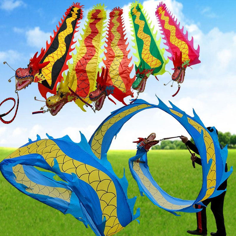 Piazza dynamic fitness dragon dance dragon dance dragon dance with colorful dragon color bar beginnics adult mid-aged-aged Chinese gym fitness