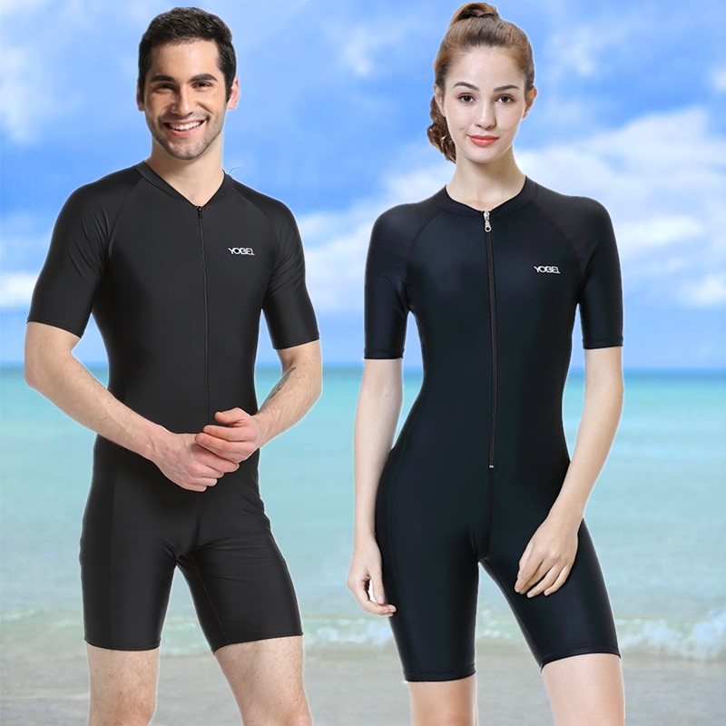 New sports professional swimsuit female conservative swimsuit male large yard thin horn short sleeve swimsuit