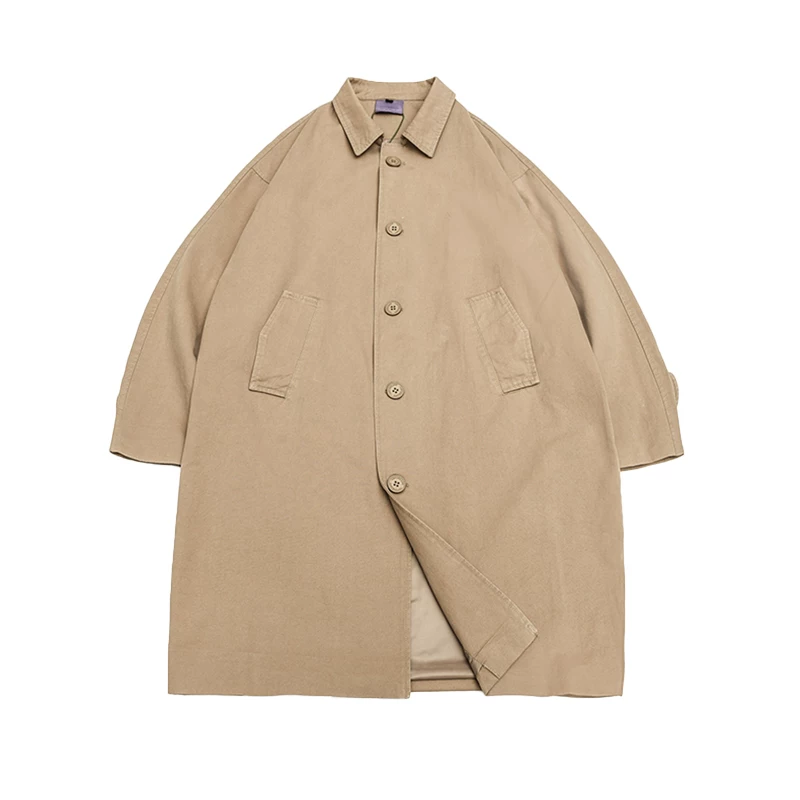Японский тренд осень ретро плащ-т trench coat для отдыха, oversize
