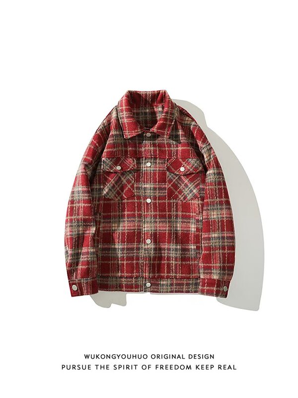 American Retro High Street Plaid Long-Sleeved Shirt for Men, Trendy Brand, Loose Fit, Versatile Casual Couple Shirt Jacket American Retro High Street Plaid Long-Sleeved Shirt for Men, Trendy Brand, Loose Fit, Versatile Casual Couple Shirt Jacket